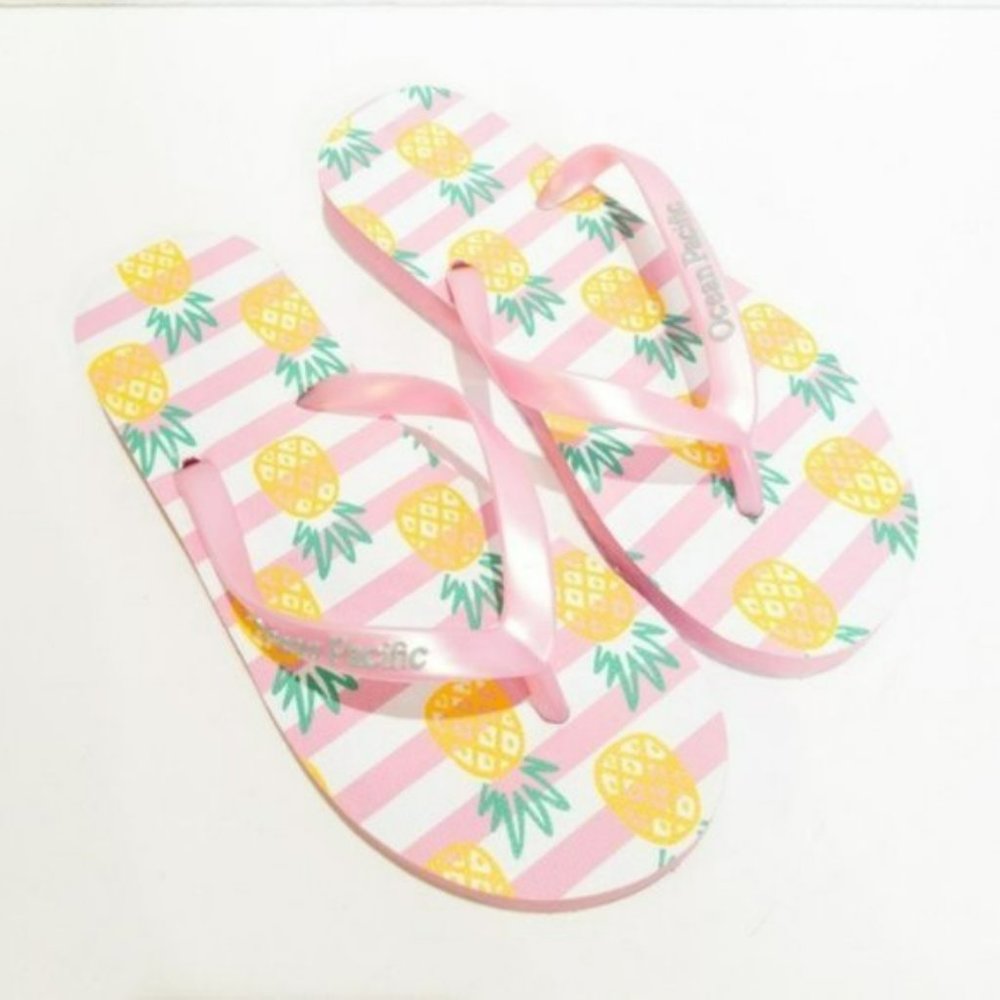 Ocean Pacific Girls Pineapple Flip-flops -3 - Picture 1 of 2